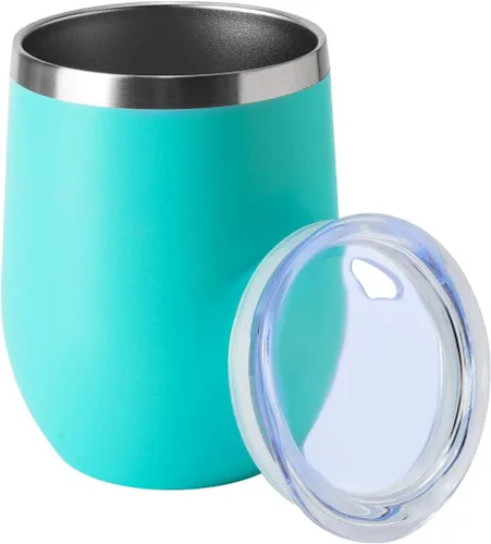 Vista 15 de HASLE OUTFITTERS Vaso de vino de 12 onzas con tapa, copas de vino sin tallo, tazas de viaje al vacío de doble pared, taza de café de acero Acero