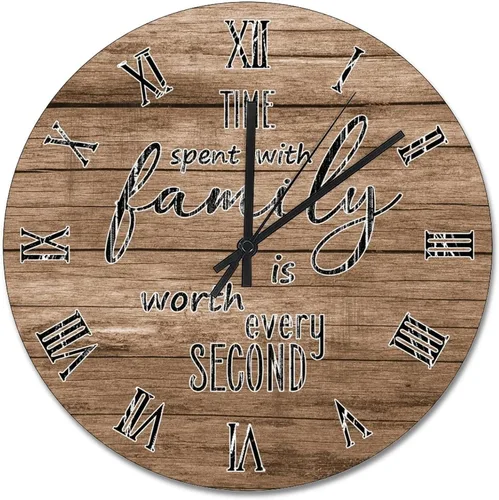 Vista 22 de Time Spent with Family is Worth Every Second - Reloj de pared de grano de madera de playa degradado de 10 pulgadas, funciona con pilas, reloj