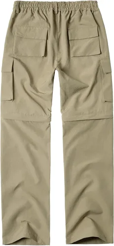 Vista 3 de WZIKAI Pantalones de senderismo convertibles para hombre con múltiples bolsillos, ligeros, con cremallera, pantalones de trabajo para exteriores