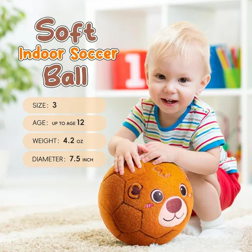 Vista 3 de VangeBow Pelotas de Fútbol Silenciosas de Interior para Niños Pequeños de 1-3 Años, Pelota de Fútbol Inflable de Felpa Suave para Bebés y Niños