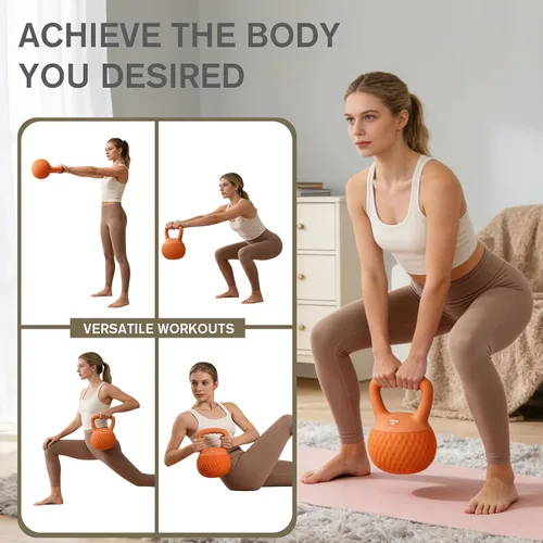 Vista 6 de YIGUO Soft Kettlebell, Kettlebells Cushioned Impact-Resistant Base and Anti-Slip Grip, Strength Training Kettle Bell for Women and Men, Home Workout