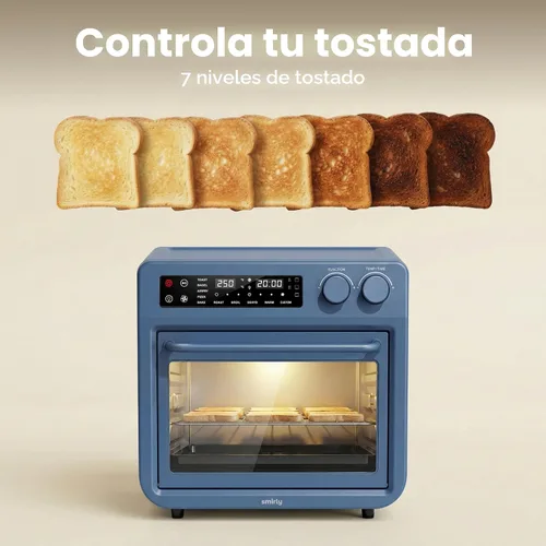 Vista 5 de SMIRLY Combo de horno tostador digital con freidora de aire, horno de encimera de convección de 25 L, multifunción 10 en 1 para pizza de 12 pulgadas