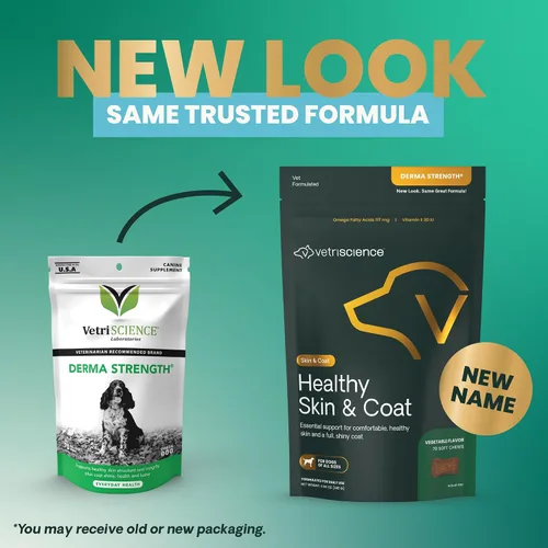 Vista 3 de VetriScience Masticables saludables para piel y pelaje, suplemento de aceite de salmón Omega-3 Derma Strength para perros, masticables Omega