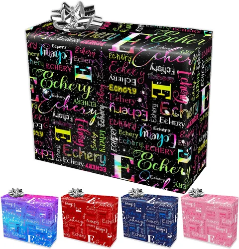 Vista 17 de Papel de regalo personalizado con fotografía, “Merry Christmas” con sombrero de Navidad, papel de regalo personalizado “Happy Birthdays” con nombre