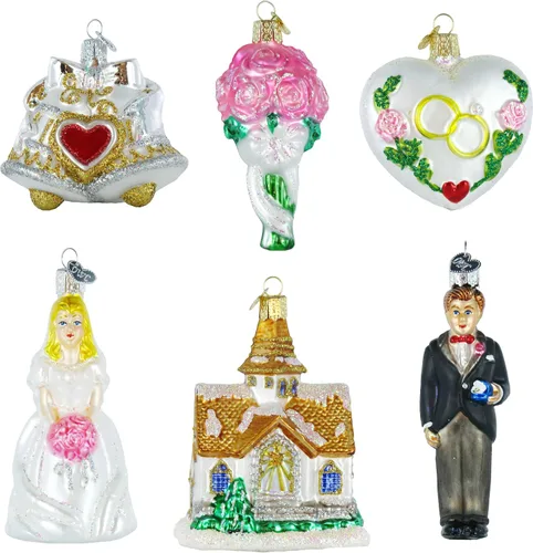 Vista 2 de Colección Boda Set de 6 Adornos de Cristal Old World Christmas 14011