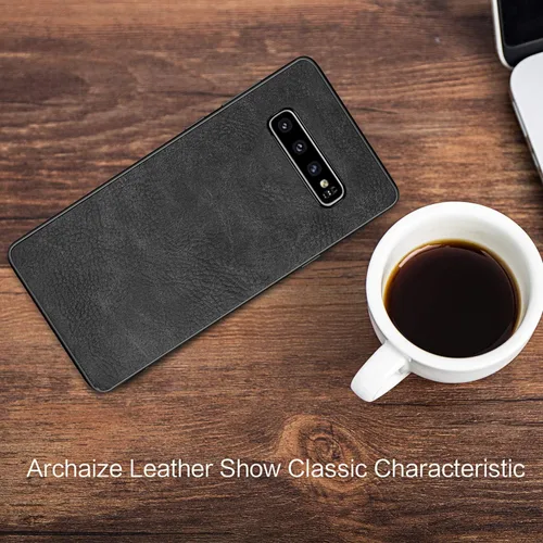 Vista 3 de Funda para Samsung Galaxy S10 Plus, piel sintética delgada, a prueba de golpes, ligera, de poliuretano termoplástico, carcasa protectora híbrida