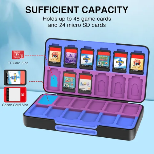 Vista 2 de Funda para tarjetas de juego Switch para Nintendo Switch/Switch OLED/Switch Lite, soporte para tarjetas de juegos con forro de color degradado