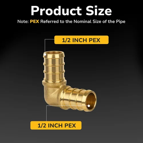 Vista 2 de Pex Fittings 1/2 pulgada, codo Pex de 90 grados, certificado NSF y UPC, accesorios de engarce de latón resistente para fontanería de tuberías