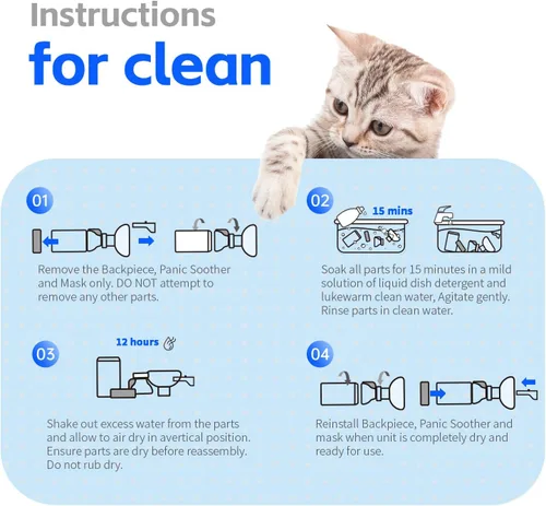 Vista 7 de Neobay Espaciador inhalador para gatos con ayuda única de entrenamiento de pánico e indicador de flujo sensible, cámara de aerosol felino para gatos