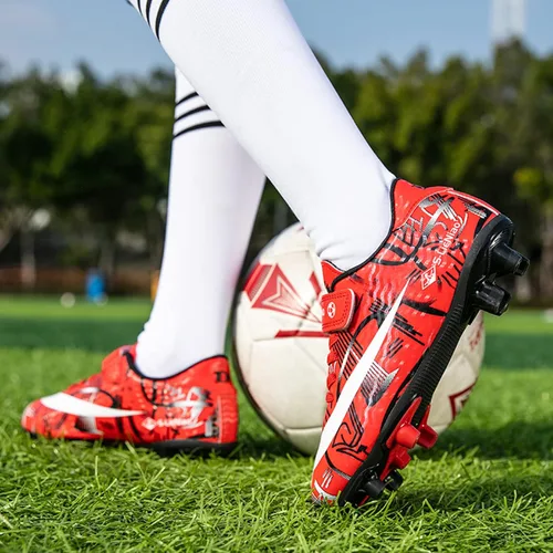 Vista 6 de ZVC Tacos de fútbol para niños y niñas, zapatos de fútbol para exteriores con suelo firme para jóvenes (niño pequeñoniño grande)
