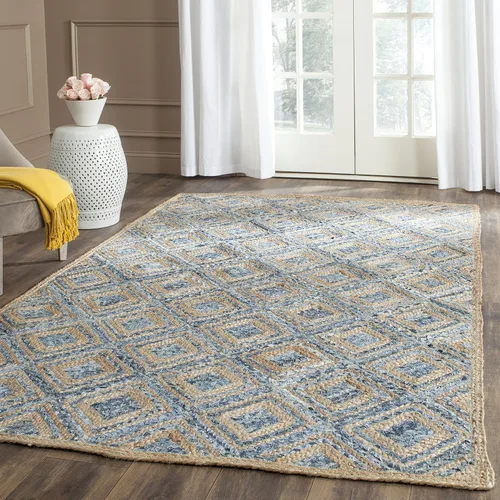 Vista 11 de Safavieh - Colección Cape Cod CAP354A - Tapete tejida a mano en algodón natural y azul, Yute