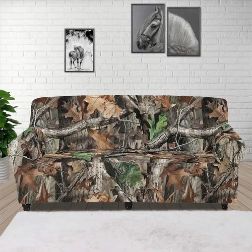 Vista 93 de ZOUTAIRONG Fundas elásticas para sofá con estampado de ramas de camuflaje 3D para sofá, funda para muebles de un solo cojín, decoración del hogar u