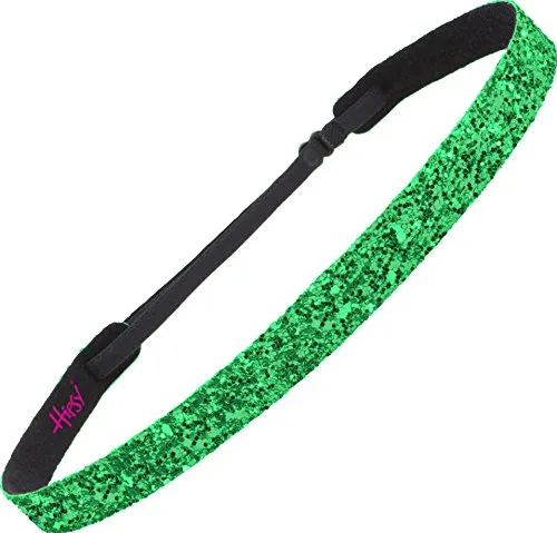 Vista 6 de Hipsy Diadema ajustable con purpurina antideslizante para mujer, paquete de 3 unidades (verde esmeralda)