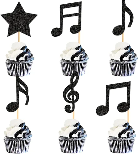 Vista 10 de 25Pcs Jazz Dance Birthday Cake Topper Jazz Dancer Cupcake Topper Glitter Black Dance King Cupcake Picks,Jazzist Birthday Cupcake Decorations Pop