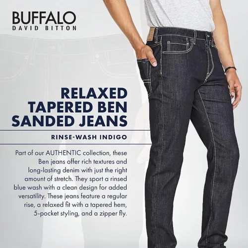 Vista 3 de Buffalo David Bitton Vaqueros Ben Relajados Cónicos para Hombre