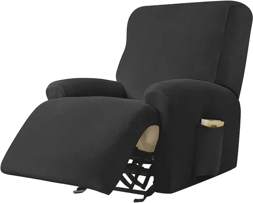 Vista 9 de LazyBoy - Funda para silla reclinable jacquard, fundas elásticas de terciopelo de color liso para sillas reclinables, 4 piezas, protector de muebles