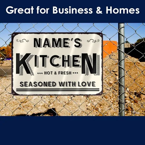 Vista 3 de Letreros de cocina personalizados con nombre personalizado, letrero de cocina condimentado con amor, letrero de cocina para decoración del hogar