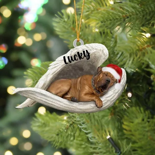 Vista 12 de America Bulldog Sleeping Angel Christmas - Adorno acrílico plano para perro, regalo conmemorativo para perro, adorno personalizado con nombre