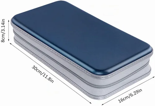 Vista 6 de Siveit Funda para CD, soporte para CD/DVD, cartera de 80 capacidad, funda para CD y DVD, carpeta de almacenamiento de CD y DVD de plástico duro Azul