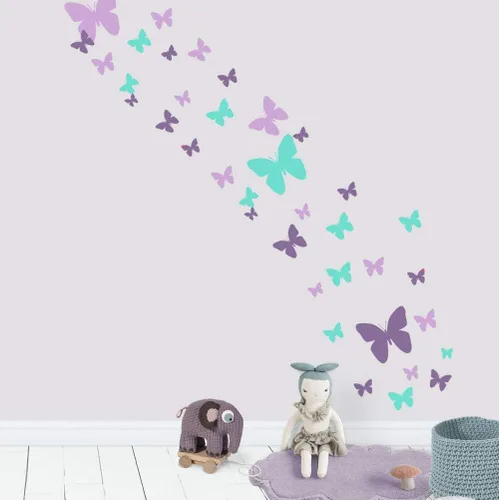Vista 6 de Calcomanías de pared de mariposas para adolescentes y niñas, calcomanías de pared para dormitorio, decoración de habitación de niños, decoración