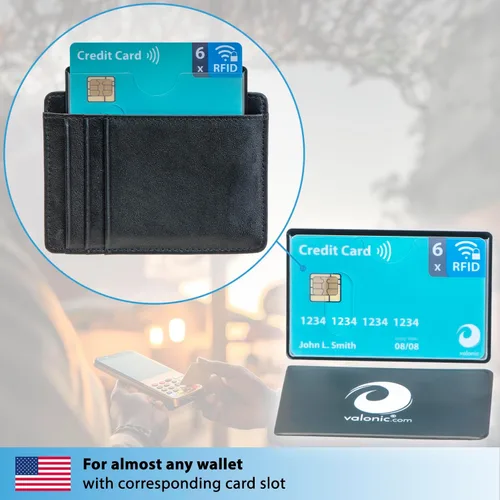 Vista 7 de valonic Juego de 6 fundas de bloqueo RFID - inserción desde la parte superior, funda protectora de tarjeta de crédito para cartera - Bloque