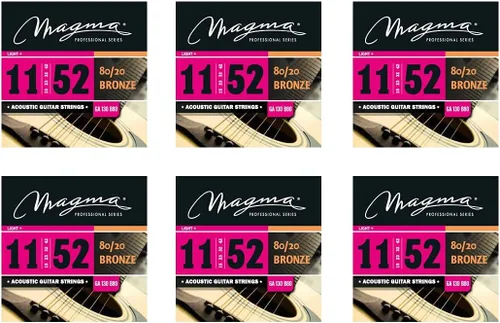 Vista 9 de Magma Cuerdas para guitarra acústica, calibre de luz regular 80/20, juego de bronce.011 - .052 (GA130B80), 1 juego