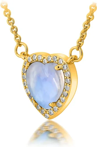 Vista 2 de FULULAY - Collar con colgante de piedra lunar, labradorita, ópalo chapado en oro de 14 quilates, gran regalo para mujeres
