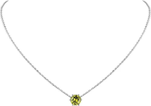 Vista 18 de Suplight 925 Sterling Silver Heart/Round Birthstone Necklaces for Women 01. Enero (Garnet)