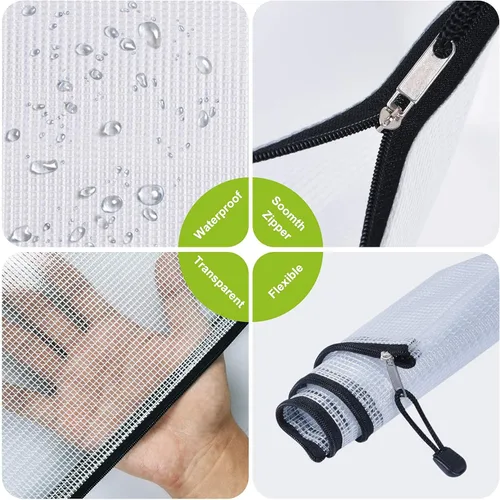 Vista 8 de Tamaño B5/A6, bolsas de malla de plástico con cremallera, carpetas de archivos de documentos resistentes al desgarro, bolsa de documentos
