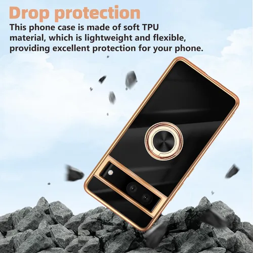 Vista 8 de Funda para Google Pixel 7 Pro para mujer, galvanoplastia, borde dorado, elegancia de lujo, parte inferior de un solo color, cubierta de protección