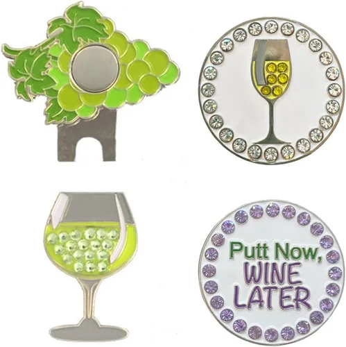 Vista 10 de Giggle Golf Happy Hour Bling Golf Ball Marker with Hat Clip.