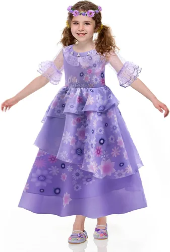 Vista 2 de Encanto Madrigal - Disfraz para niñas, Isabela, cosplay, ropa de juego de rol, disfraz de princesa para niños