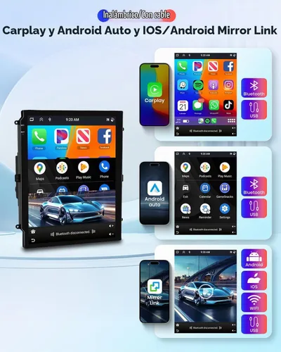 Vista 2 de Radio de coche Android 13 4G + 64G para Ford Focus 2012-2018, Rimoody Car Stereo Wireless Carplay Android auto GPS 5G-WiFi Mirror Link 9.7 pulgadas
