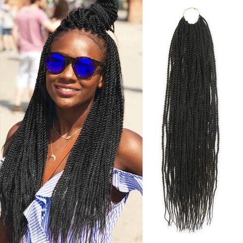 Vista 34 de AU-THEN-TIC Cabello senegalés con trenzas de ganchillo de 22 pulgadas, paquete de 2 paquetes de 40 mechones por paquete, extensiones de cabello