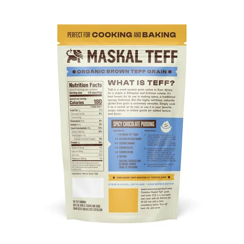 Vista 2 de Maskal Teff Grano de Teff marrón orgánico, 14 onzas