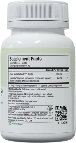 Vista 7 de Maxi Health Kyolic Suplemento de Ajo Orgánico - Tabletas de Ajo Kosher con Extracto de Ajo Envejecido Kyolic para Apoyo Inmunológico - Pastillas