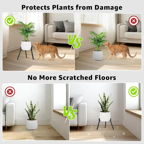 Vista 6 de Soporte de metal para plantas para interiores y exteriores, soporte de metal antioxidante, soportes de esquina estables para macetas de 5.9 a 8.7