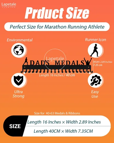 Vista 5 de Medal Hanger Display Rack-Wall Mount Steel for 63+ Medals Easy to Install