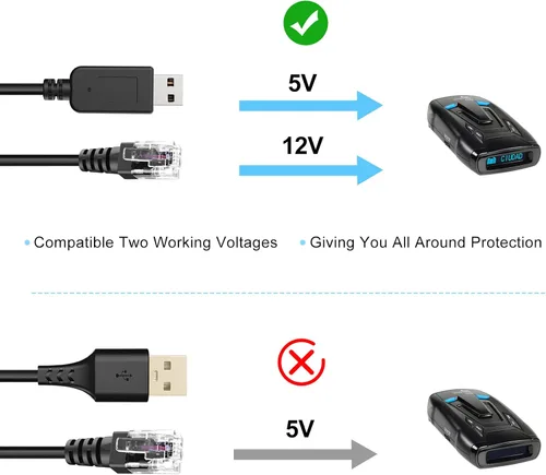 Vista 3 de Cable para detector de radar Plozoe, cable USB a RJ11, cable de alimentación con enchufe RJ11, para detector de radar Escort Uniden Radenso XP