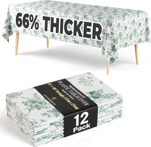 Vista 86 de Exquisite 66% Thicker Premium Plastic Table Cloth Rectangle Table Cover 0.5 Mil 6 Pack Aqua Table Cloth 54 Inch x 108 Inch Disposable Tablecloth
