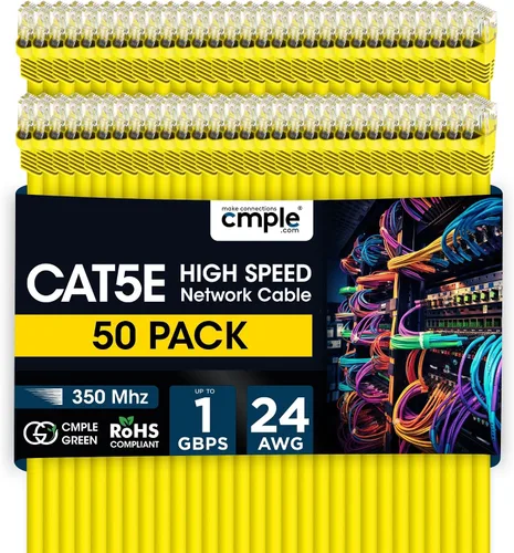 Vista 151 de Cmple - Cable Ethernet Cat5e de 1.5 pies, Cable Patch Ethernet UTP Cat 5e de 350 MHz, Cable LAN de red de 1 Gbps, conectores RJ45, compatible