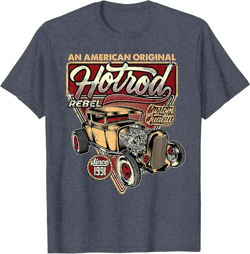 Vista 102 de Camiseta vintage Hot Rod Speed and Power para hombre Asphalt Grey
