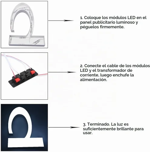 Vista 7 de Lulin 100 tiras de luces LED impermeables superbrillantes, color blanco, 53 pies CC 12 V 3 módulos LED blanco para letreros publicitarios con cinta