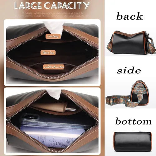 Vista 4 de FETNHU The Dawnegy Boston Fashion - Bolso cruzado de cuero, bolso Dawnegy, bolsa de almohada Boston, bolsa de mensajero de moda para mujer, Blanco