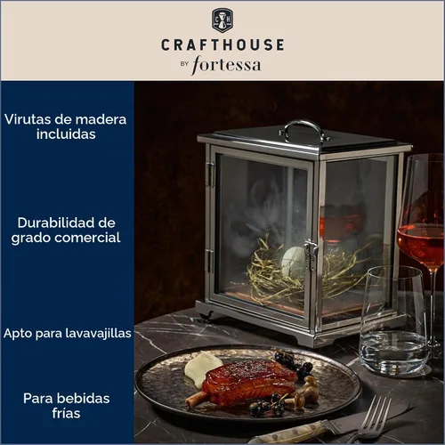 Vista 3 de Crafthouse by Fortessa - Caja de cristal para ahumar cóctel con ahumador de mano