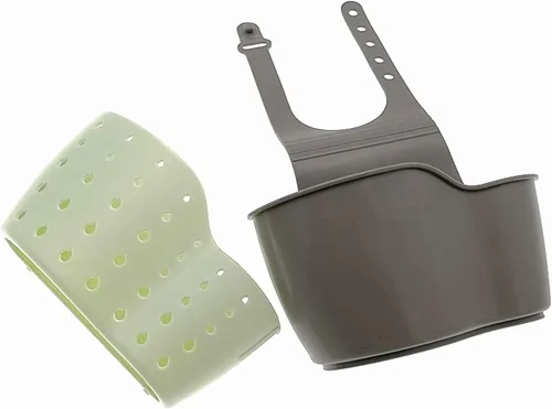 Vista 9 de Organizador de esponja para fregadero de cocina, cesta colgante para fregador, cepillo de platos, organizador de accesorios de cocina (azul claro)