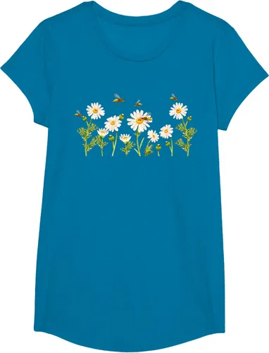 Vista 81 de Marguerites Daisy - Camiseta de verano con margaritas de jardín de flores, Negro, S