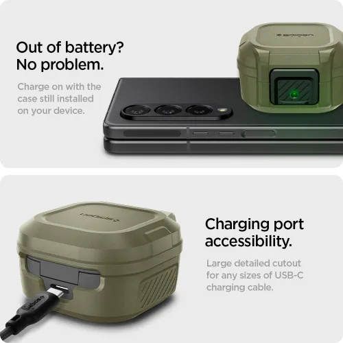 Vista 11 de Spigen Ajuste de bloqueo para Galaxy Buds Core, Buds FE, Buds 2 Pro y Buds Vintage Caqui
