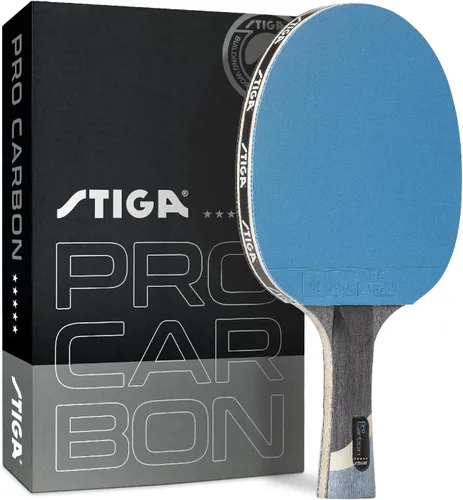 Vista 9 de STIGA Pro Carbon + Raptor Performance-Level Table Tennis Rackets with Carbon Technology for Tournament Play - 7-ply Blade with Flared Handles - 2mm