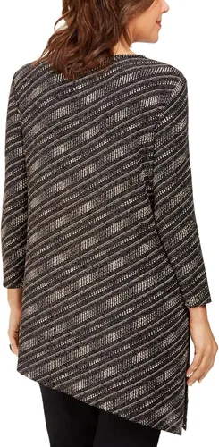 Vista 2 de JM Collection - Parte superior metálica asimétrica para mujer, color negro, talla L, Negro